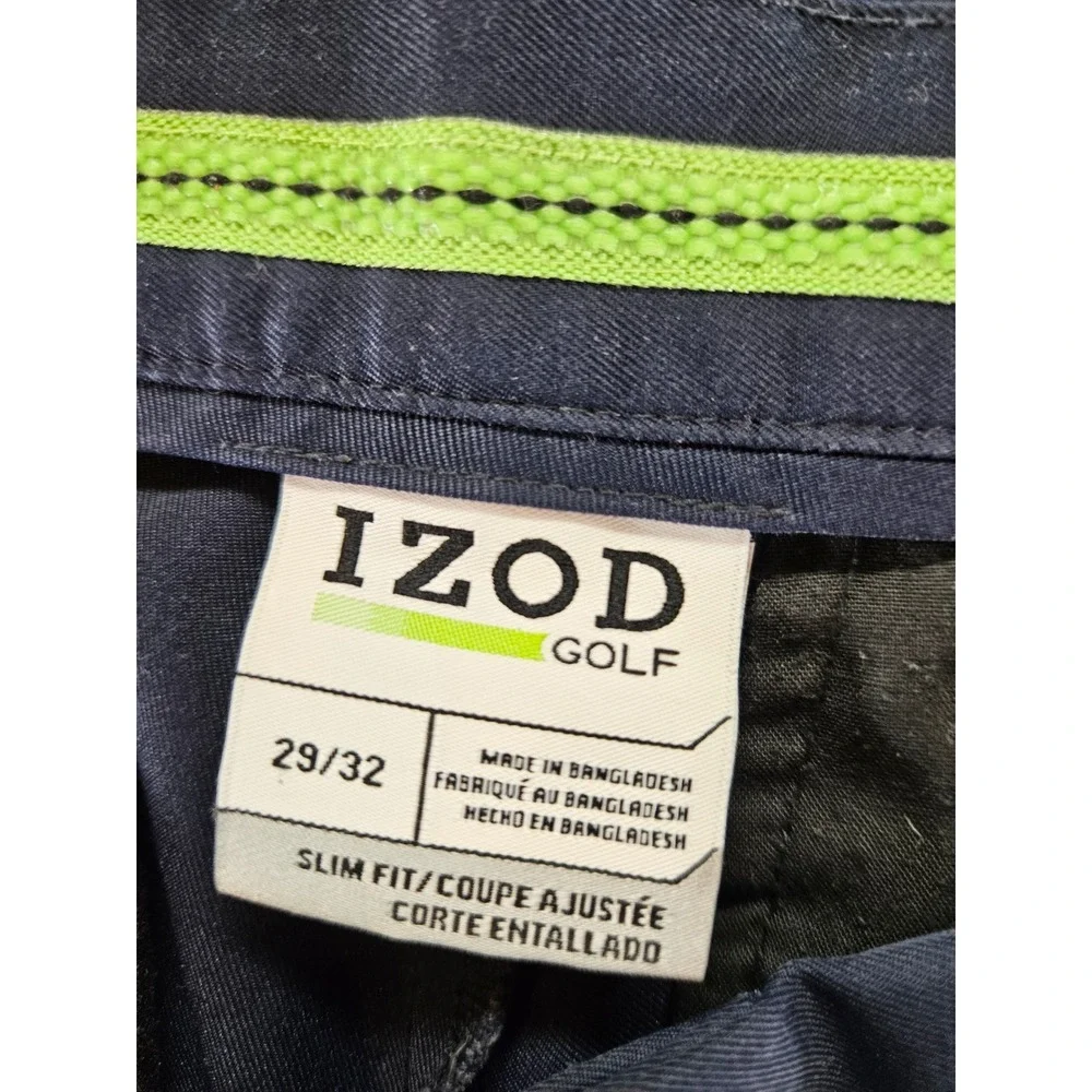 IZOD Golf Mens 29x32 Slim Fit Navy Blue Flat Front Performance Chino Pants